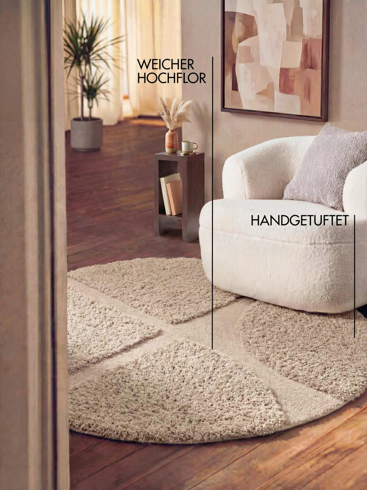 HOCHFLORTEPPICH 200 cm Lambeth Beige rund  - Beige, Basics, Textil (200cm) - Ted Baker
