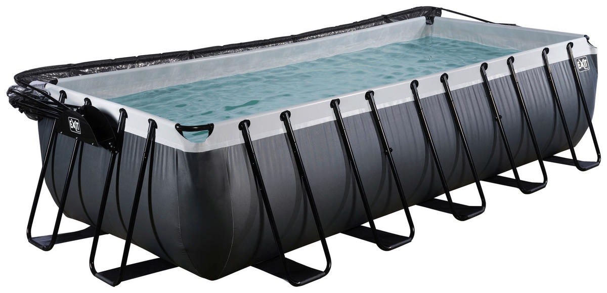 POOL-SET BLACK 540/250/122 cm  - Schwarz, KONVENTIONELL, Metall (540/250/122cm) - EXIT Toys