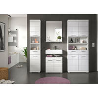 BADEZIMMER 5-teilig  in 171 cm  - Weiß Hochglanz/Silberfarben, MODERN, Holzwerkstoff/Kunststoff (171cm) - MID.YOU