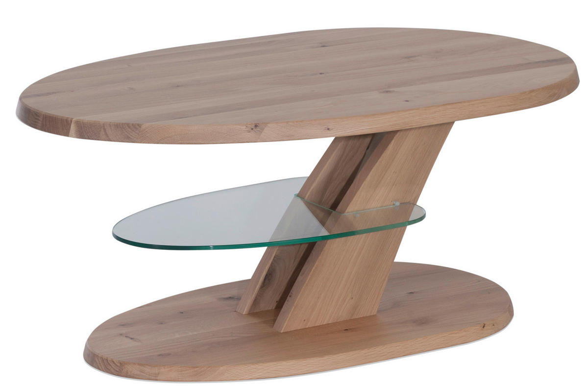 COUCHTISCH Holz, Glas 100/65/48-65 cm  - Eichefarben, Natur, Glas/Holz (100/65/48-65cm) - Venda