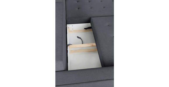 ECKSOFA Graphitfarben Chenille  inkl. Rückenkissen, Bettkasten, Schlaffunktion, Rücken echt, Liegefläche im Originalstoff  - Schwarz/Graphitfarben, KONVENTIONELL, Holz/Textil (266/180cm) - Carryhome