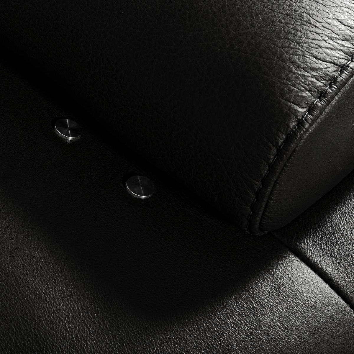 ECKSOFA Schwarz Echtleder  - Schwarz/Grau, Design, Leder/Metall (237/306cm) - Livetastic