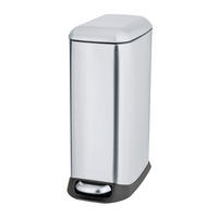 TRETEIMER 12 L  - Edelstahlfarben/Schwarz, Basics, Kunststoff/Metall (20,5/46/36cm) - Wenko