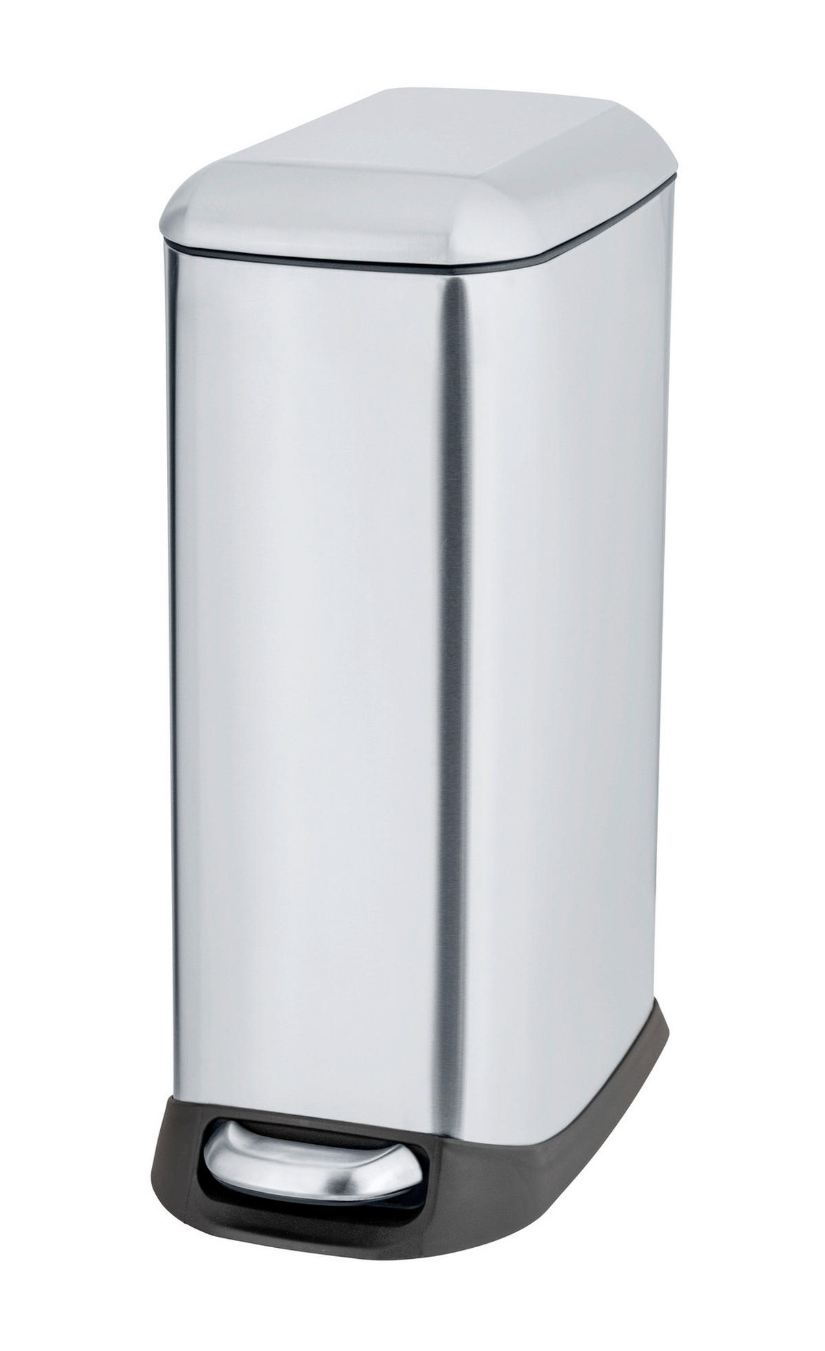 TRETEIMER 12 L  - Edelstahlfarben/Schwarz, Basics, Kunststoff/Metall (20,5/46/36cm) - Wenko