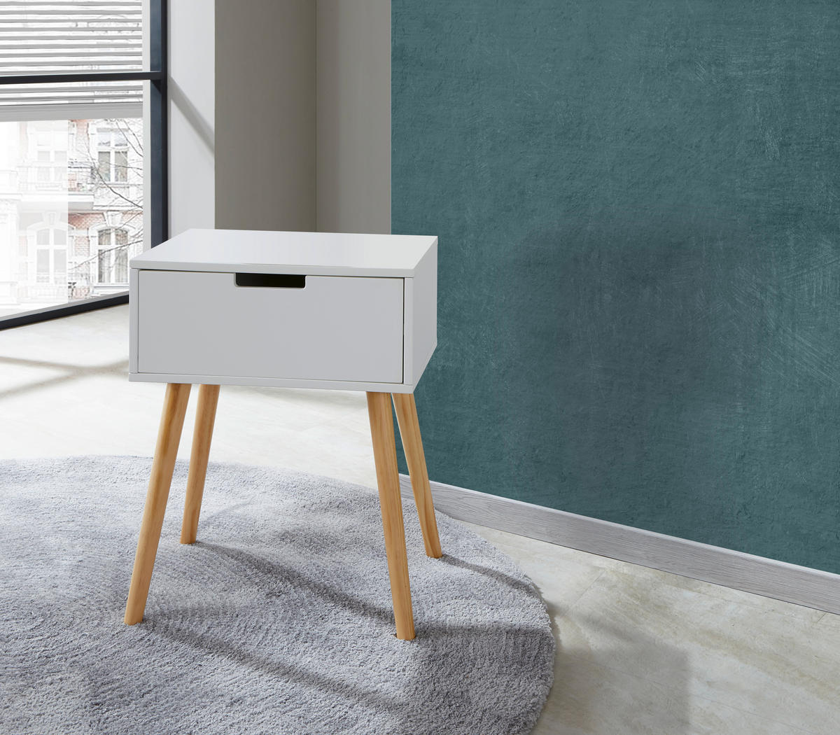 NOĆNI ORMARIĆ prirodne boje, bijela   - bijela/prirodne boje, Design, drvni materijal/drvo (30/40/52cm) - Xora