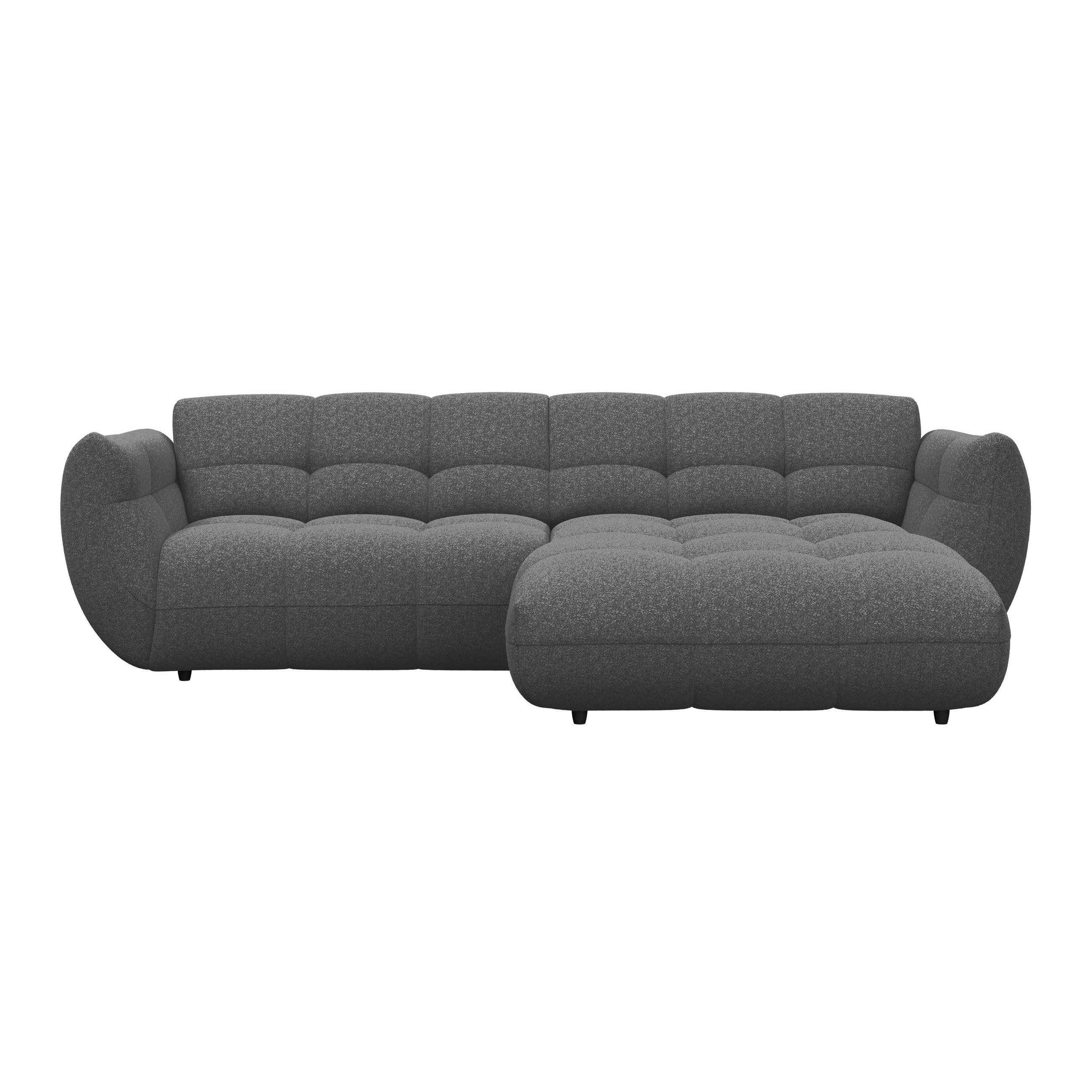 ECKSOFA Chenille Anthrazit  - Anthrazit/Schwarz, Trend, Kunststoff/Textil (280/178cm) - MID.YOU