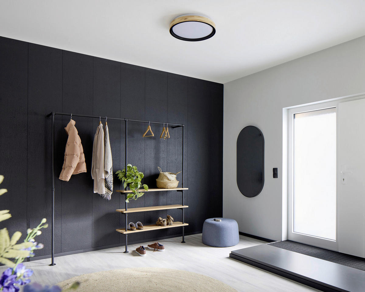 LED-DECKENLEUCHTE 51/8,5 cm  - Schwarz/Naturfarben, Natur, Holz/Kunststoff (51/8,5cm)