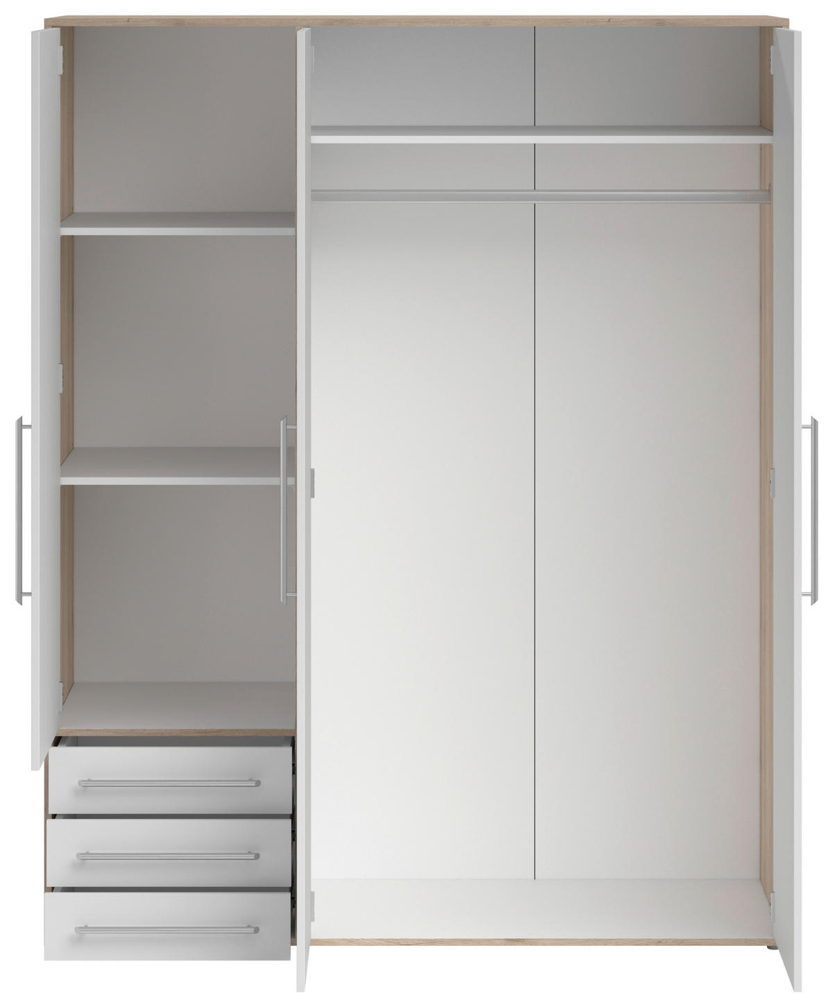 SKRIŇA S OTOČNÝMI DVERAMI, biela, dub San Remo, 155/194/58 cm - biela/dub San Remo, Modern, kompozitné drevo/plast (155/194/58cm) - Livetastic