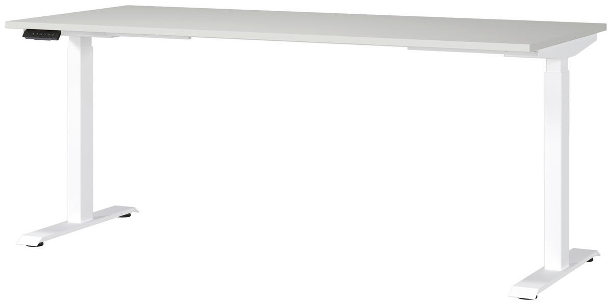 SCHREIBTISCH 180/80/72-118 cm  in Weiß, Hellgrau  - Hellgrau/Weiß, MODERN, Holzwerkstoff/Metall (180/80/72-118cm) - Novel