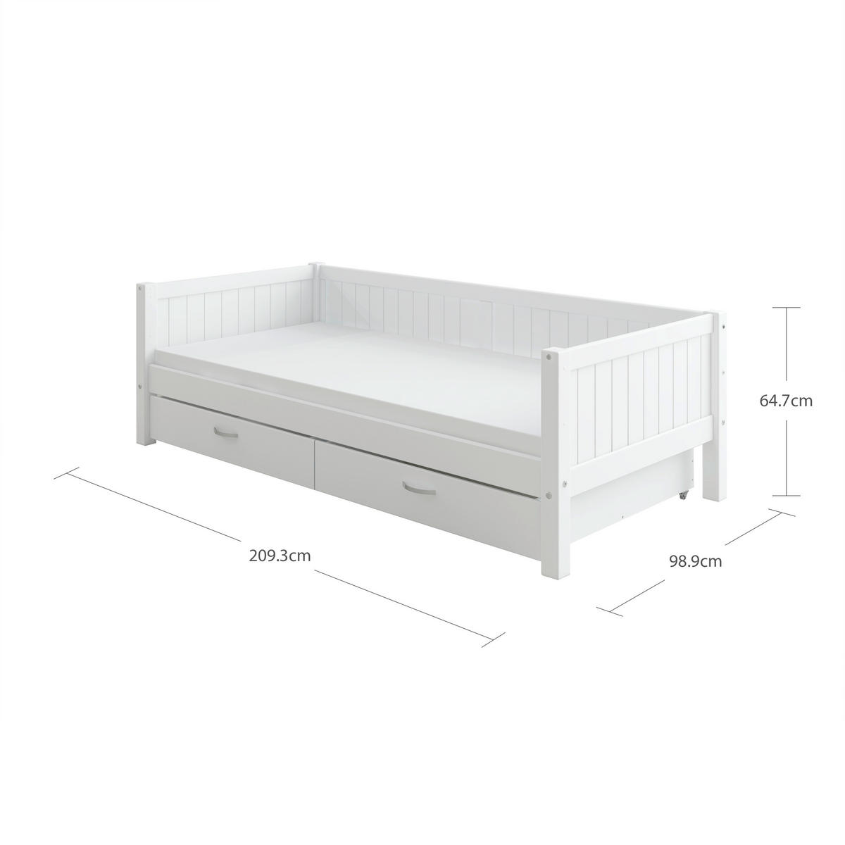 BETT 90/200 cm,  in Weiß, Rollrost, Bettschubladen  - Weiß, MODERN, Holz (90/200cm) - Chameo