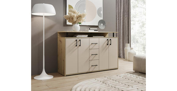 SIDEBOARD in 139/90/34 cm - Kaschmir/Schwarz, KONVENTIONELL, Holzwerkstoff/Kunststoff (139/90/34cm) - Carryhome