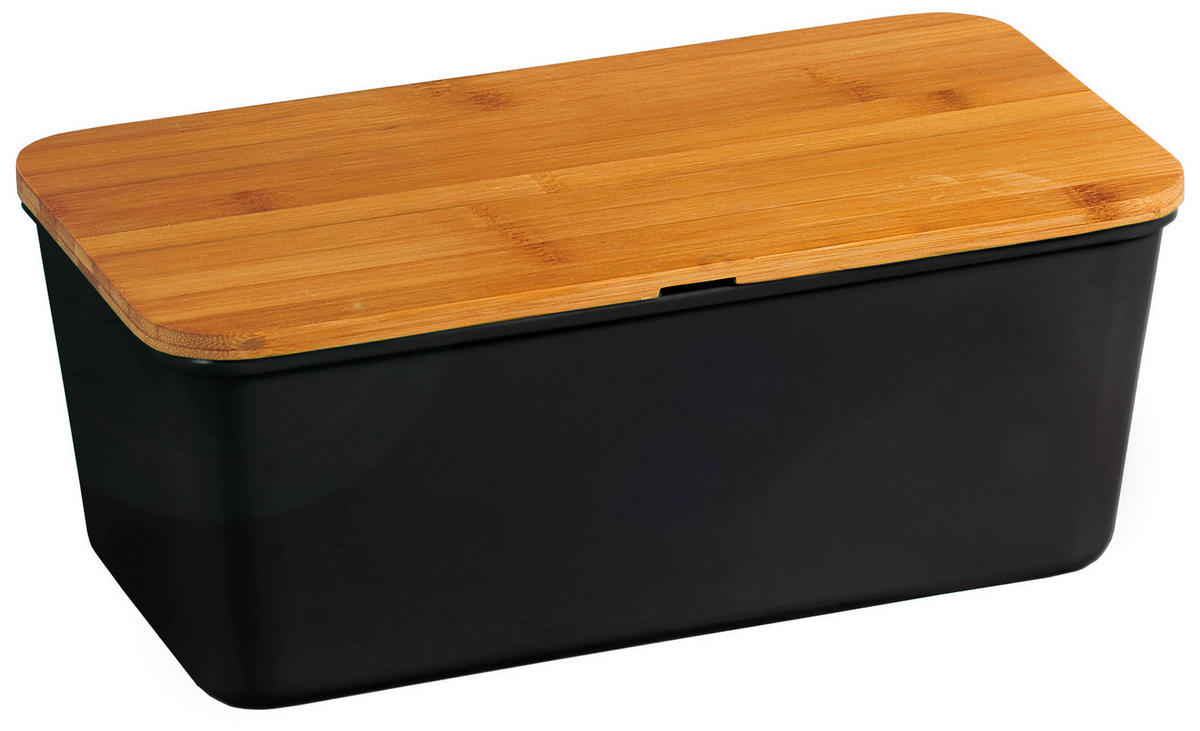 BROTBOX  - Schwarz/Naturfarben, Basics, Holz/Kunststoff (34/18/13.5cm) - Kesper