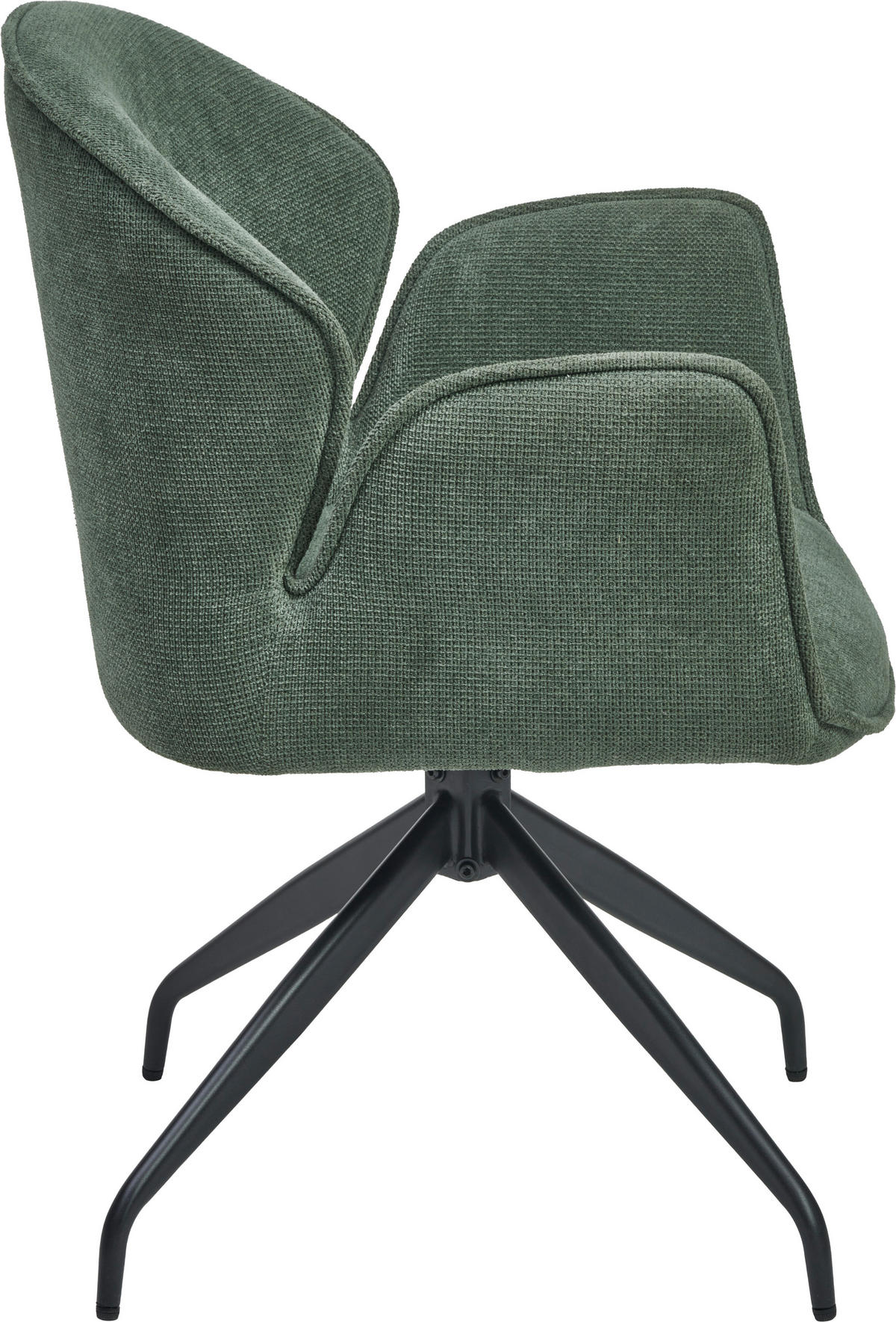 ARMLEHNSTUHL  Sitzfläche 360° drehbar Webstoff  - Schwarz/Grün, MODERN, Holz/Textil (60/86/61cm) - MID.YOU
