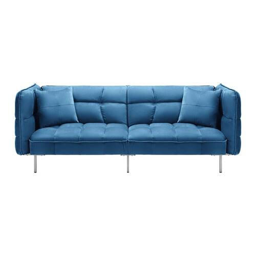 SCHLAFSOFA in Samt Blau  - Blau/Silberfarben, MODERN, Holz/Textil (208/76,5/79cm) - Bessagi Home