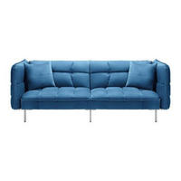 SCHLAFSOFA  in Samt Blau  - Blau/Silberfarben, MODERN, Holz/Textil (208/76,5/79cm) - Bessagi Home