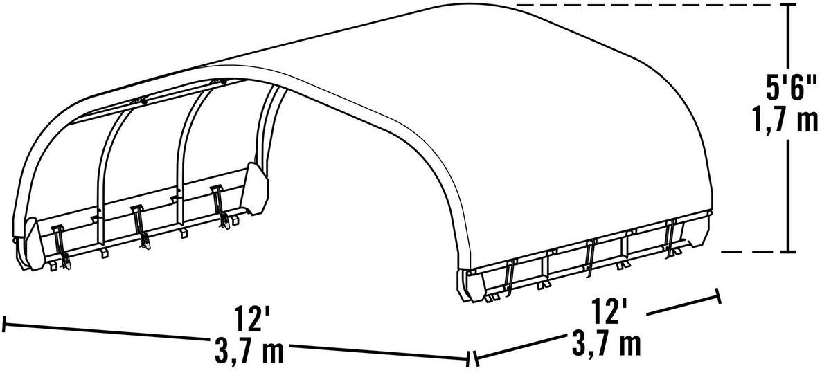 ZELTGARAGE DACH - Dunkelgrün, Basics, Kunststoff (370/370/170cm)