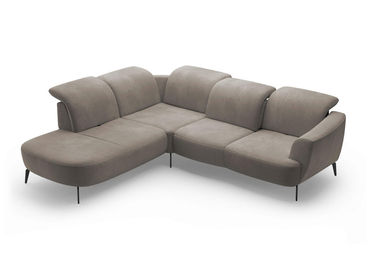 ECKSOFA ZOE E Schlammfarben Flachgewebe  - Schlammfarben/Schwarz, KONVENTIONELL, Textil/Metall (267/300cm) - Sit & More