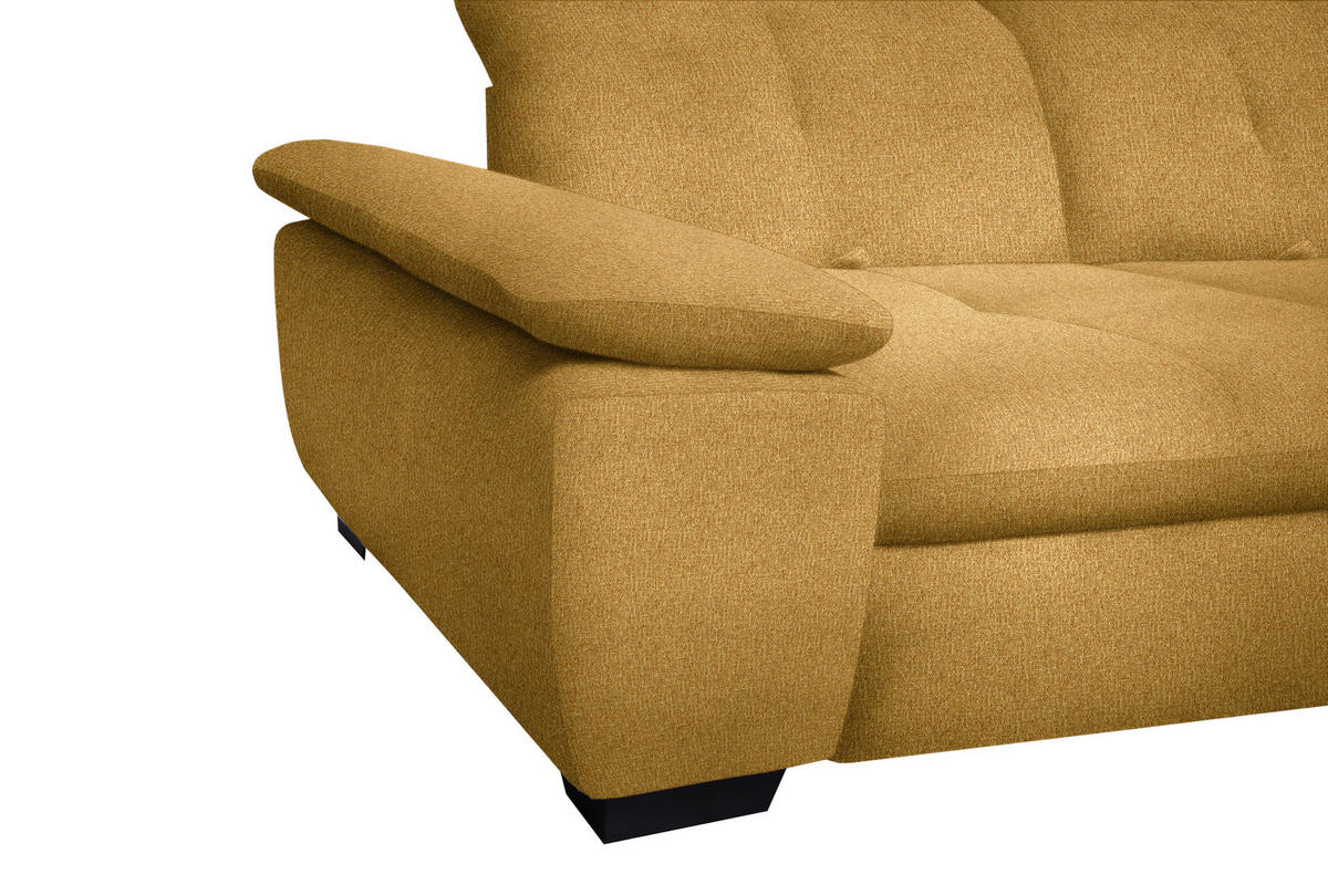 ECKSOFA Currygelb Flachgewebe  - Currygelb/Schwarz, Design, Textil/Metall (242/313cm) - Xora
