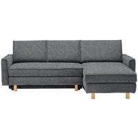 ECKSOFA  in Mikrovelours Grau  237/170 cm  - Eichefarben/Grau, KONVENTIONELL, Holz/Textil (237/170cm) - Sedda