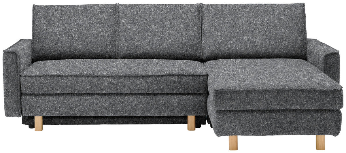 ECKSOFA  in Mikrovelours Grau  237/170 cm  - Eichefarben/Grau, KONVENTIONELL, Holz/Textil (237/170cm) - Sedda