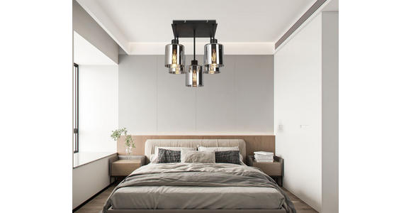 DECKENLEUCHTE Elia 36/36/40 cm  - Schwarz, Design, Glas/Metall (36/36/40cm) - Novel