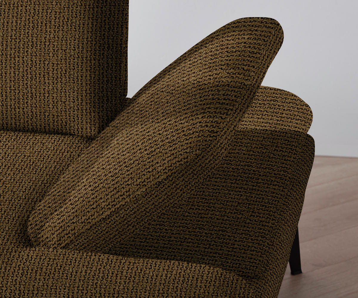 ECKSOFA in Webstoff Messingfarben  - Messingfarben/Schwarz, Design, Textil/Metall (180/289cm) - Stylife