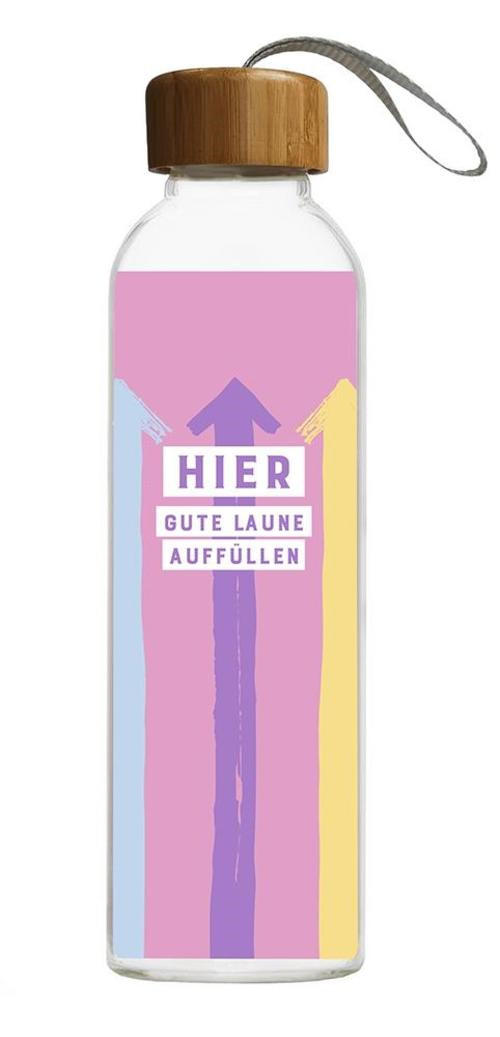 TRINKFLASCHE 0,55 L  - Trend, Glas/Holz (6,5/24cm)