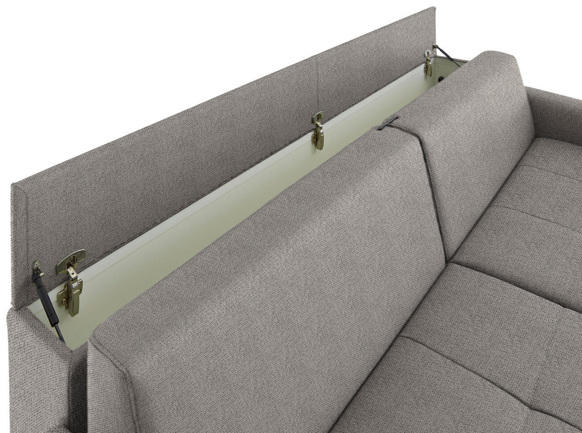 SCHLAFSOFA Flachgewebe Greige Stoffauswahl, Schlafen auf Sitzhöhe, Bettfunktion erhältlich, Armteil links, Armteil rechts, haustierfreundlicher Bezug  - Greige/Schwarz, Konventionell, Textil/Metall (232/77/116cm) - Dieter Knoll