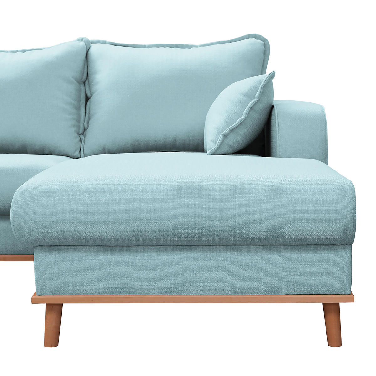 WOHNLANDSCHAFT in Textilgeflecht Hellblau  - Wengefarben/Hellblau, Design, Holz/Textil (167/296/170cm) - Livetastic