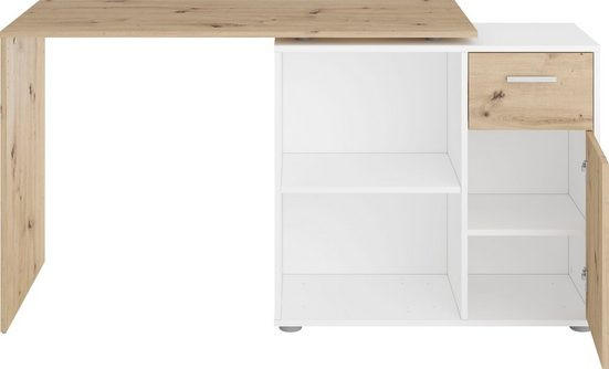 SCHREIBTISCHKOMBINATION Weiß, Eiche Artisan  - Eichefarben/Weiß, KONVENTIONELL, Holzwerkstoff (117/83/74cm) - MID.YOU