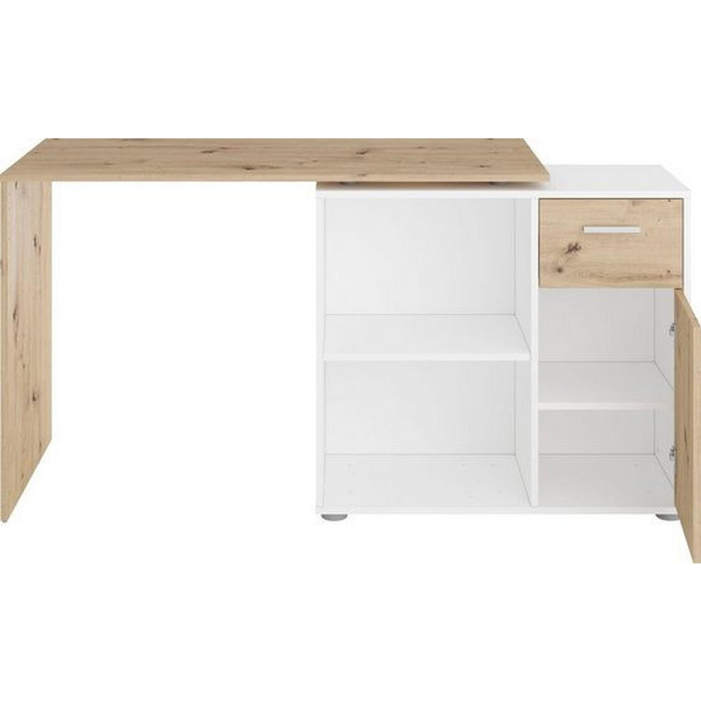 Thumbnail - Mid.you Schreibtischkombination, Weiß, Eiche Artisan, Holzwerkstoff, 2 Fächer, 117x83x74 cm, Made in Germany, Stauraum, ...