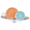 TAFELSERVICE Vintage Nature Bunt 12-teilig  - Graubraun/Orange, Basics, Keramik - Creatable
