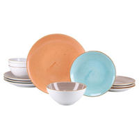 TAFELSERVICE Vintage Nature Bunt 12-teilig  - Graubraun/Orange, Basics, Keramik - Creatable