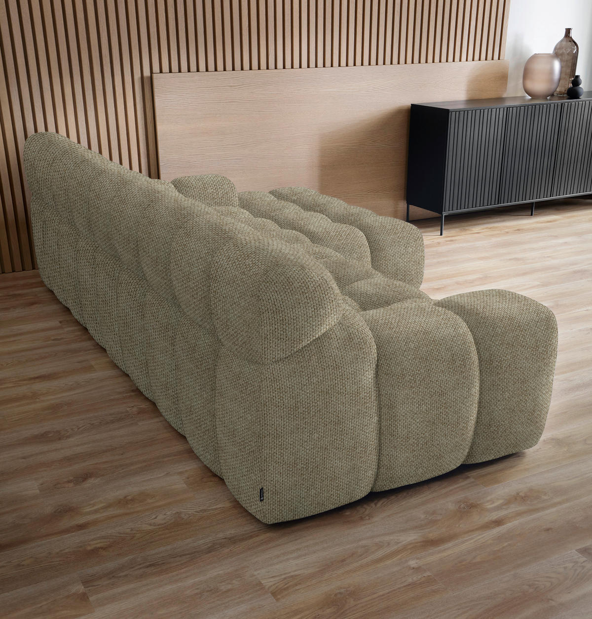 ECKSOFA in Webstoff Beige  - Beige/Schwarz, Modern, Kunststoff/Textil (297/180cm) - Welnova