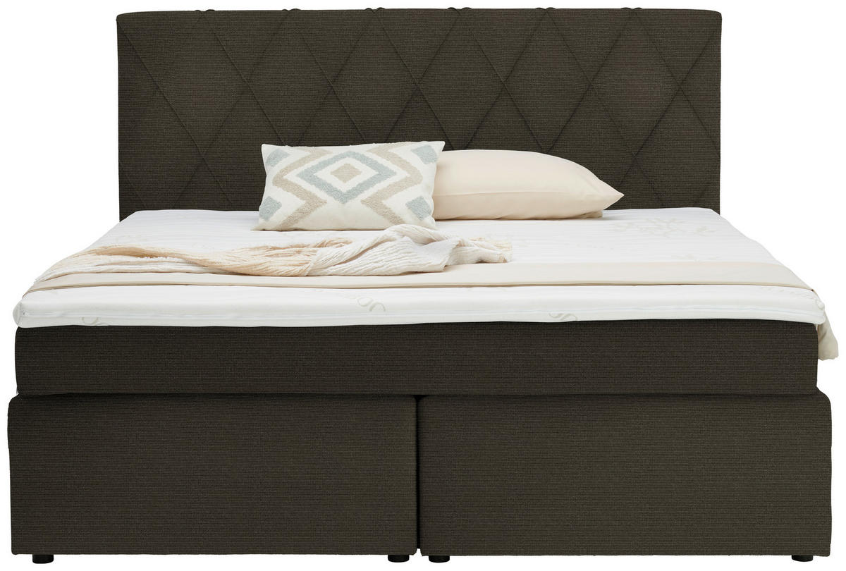 BOXSPRINGBETT 180/200 cm  in Dunkelbraun  - Dunkelbraun/Schwarz, Design, Kunststoff/Textil (180/200cm) - Xora