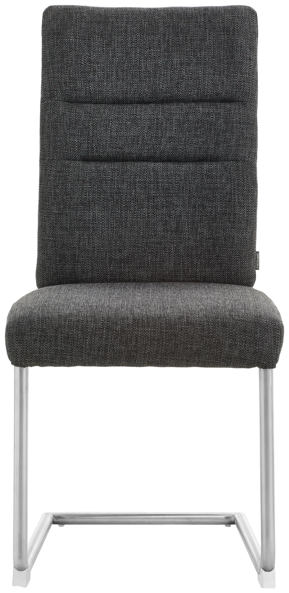 SZÁNKÓTALPAS SZÉK fém, textil nemesacélszínű, sötétszürke  - nemesacélszínű/sötétszürke, Design, textil/fém (48/98/63cm) - Novel