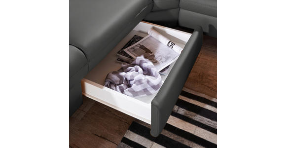 ECKSOFA in Echtleder Anthrazit  - Anthrazit/Alufarben, Design, Leder/Metall (239/271cm) - Cantus