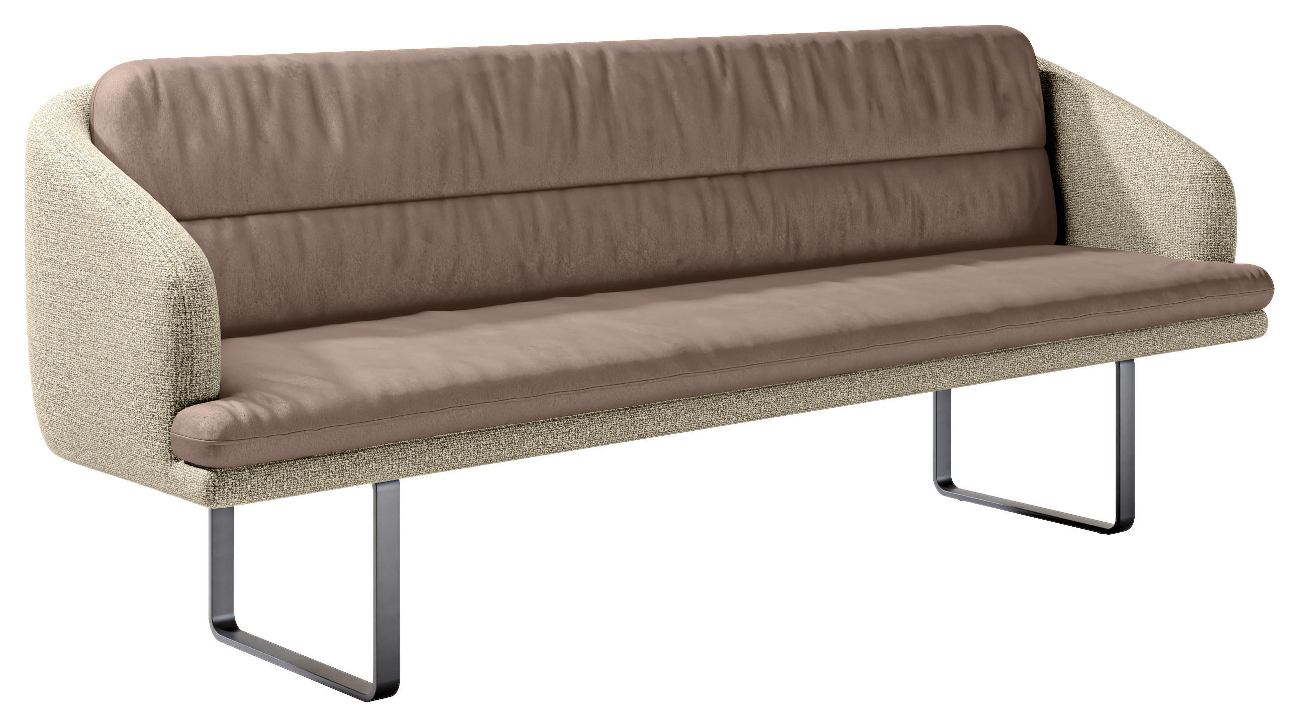 SITZBANK Textil Sandfarben, Beige  - Sandfarben/Beige, Design, Textil/Metall (255/89/68cm) - Dieter Knoll