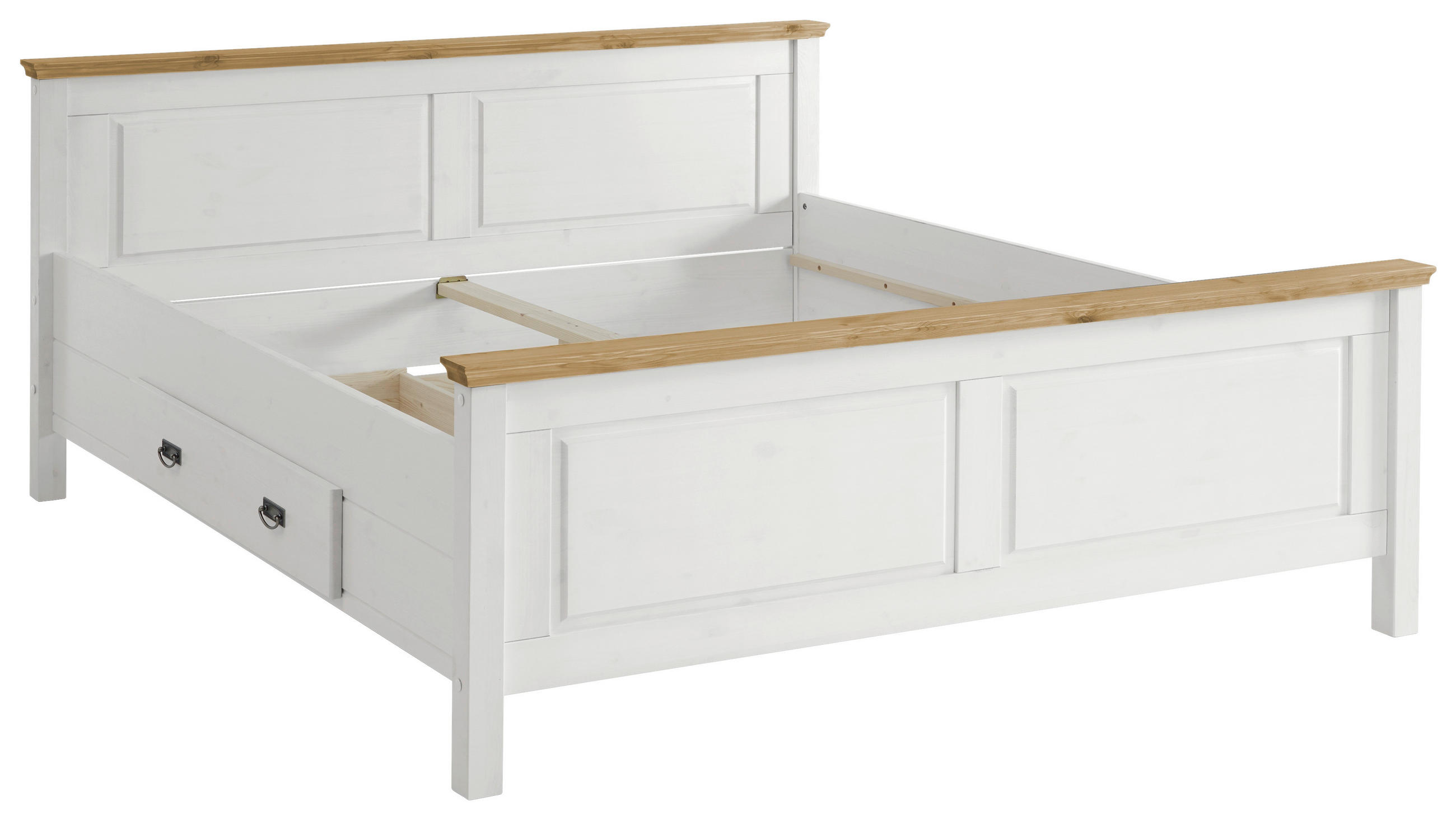 BETT 180/200 cm  in Weiß, Laugenfarbig  - Laugenfarbig/Weiß, ROMANTIK / LANDHAUS, Holz (180/200cm) - Boxxx