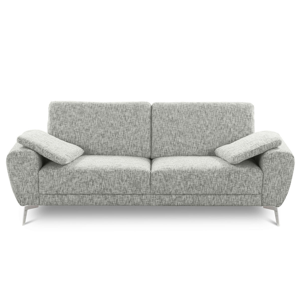 3-SITZER-SOFA Webstoff Grau  - Chromfarben/Grau, Design, Textil/Metall (187/85/92cm) - Livetastic