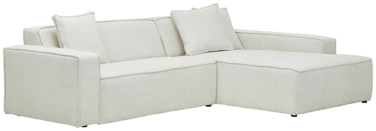 ECKSOFA in Chenille Creme  - Creme/Schwarz, Konventionell, Kunststoff/Textil (280/188cm) - Carryhome