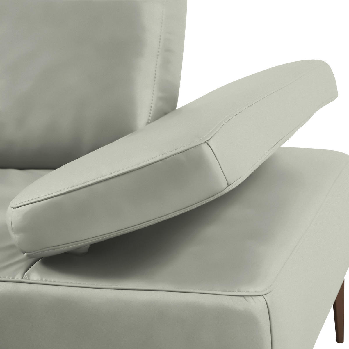 ECKSOFA in Echtleder Hellgrau  - Hellgrau/Bronzefarben, Design, Leder/Holz (176/314cm) - Valnatura