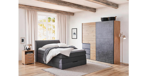 SCHWEBETÜRENSCHRANK in Dunkelgrau, Eiche Artisan - Dunkelgrau/Schwarz, KONVENTIONELL, Holzwerkstoff/Kunststoff (170/200/61cm) - Carryhome