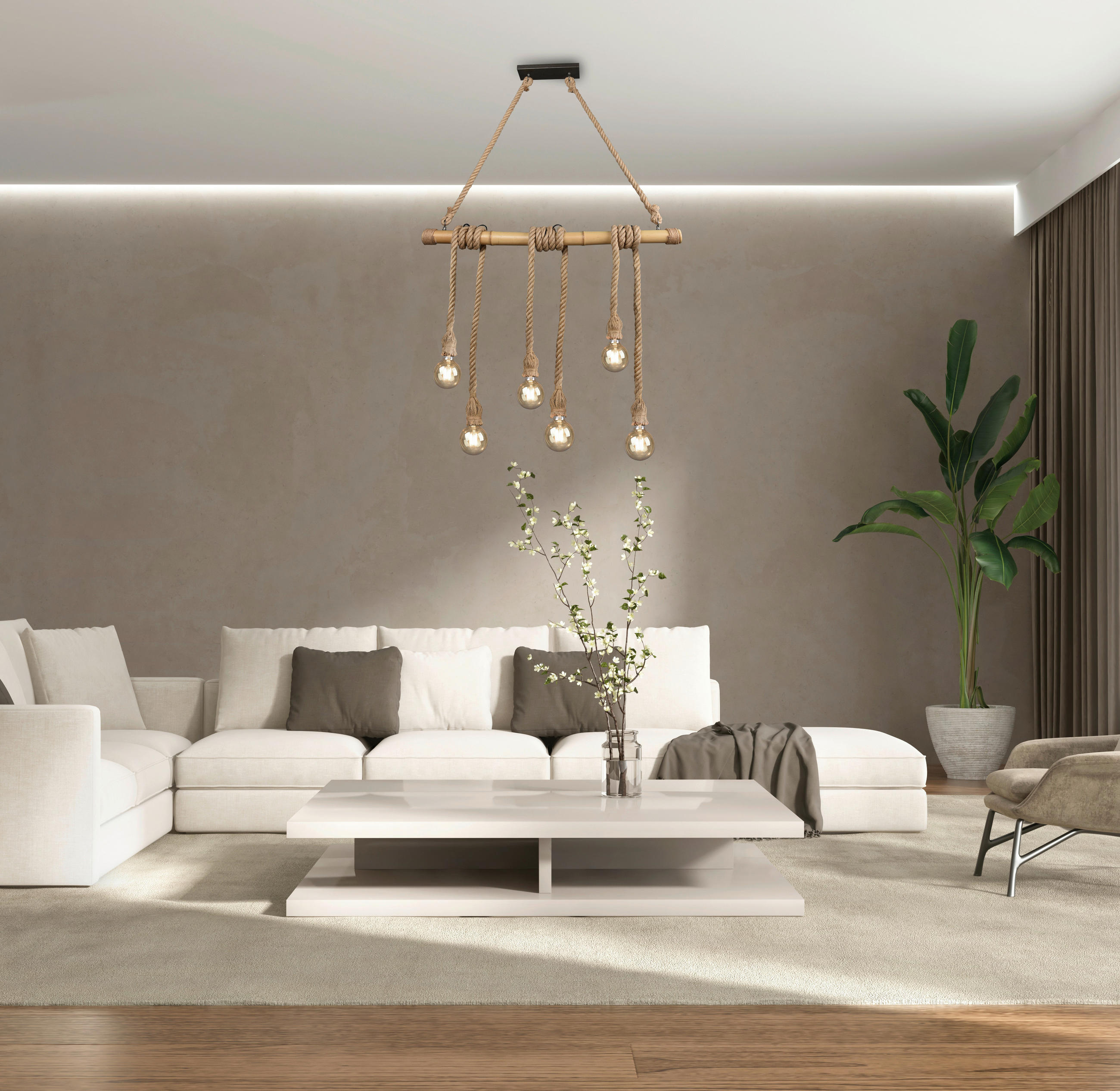 HÄNGELEUCHTE  100/150/10 cm   - Braun, Design, Holz (100/150/10cm) - P & B