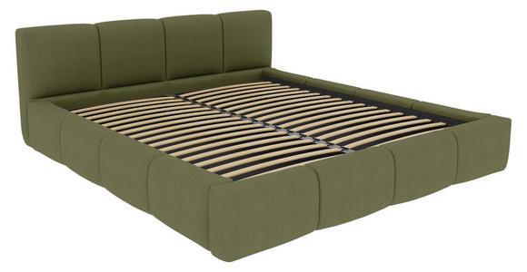 POLSTERBETT 180/200 cm,  in Grün, Lattenrost, Bettkasten,  - Schwarz/Grün, Design, Holz/Textil (180/200cm) - Xora