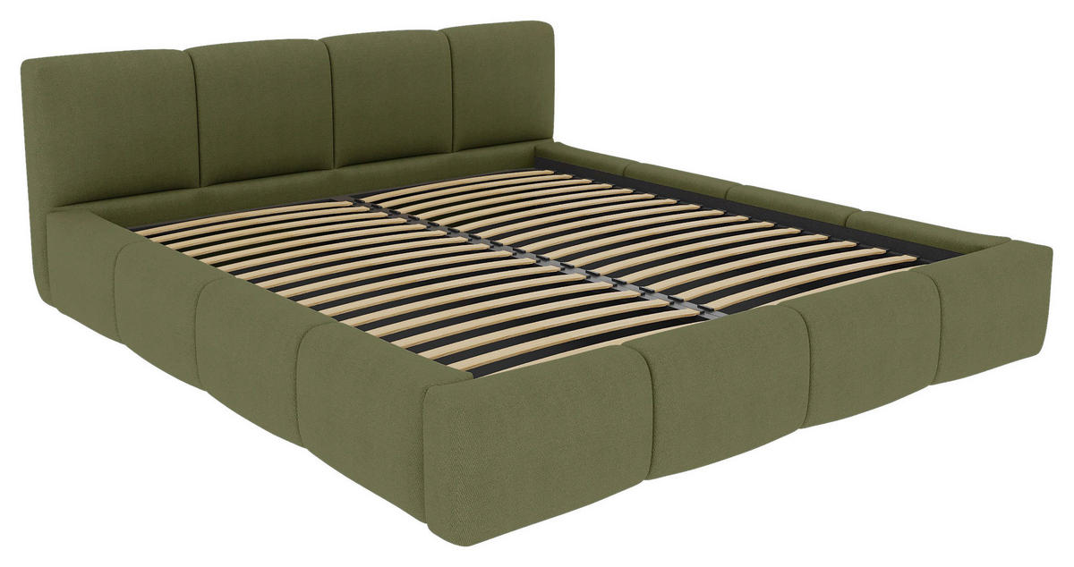 POLSTERBETT 180/200 cm,  in Grün, Lattenrost, Bettkasten,  - Schwarz/Grün, Design, Holz/Textil (180/200cm) - Xora