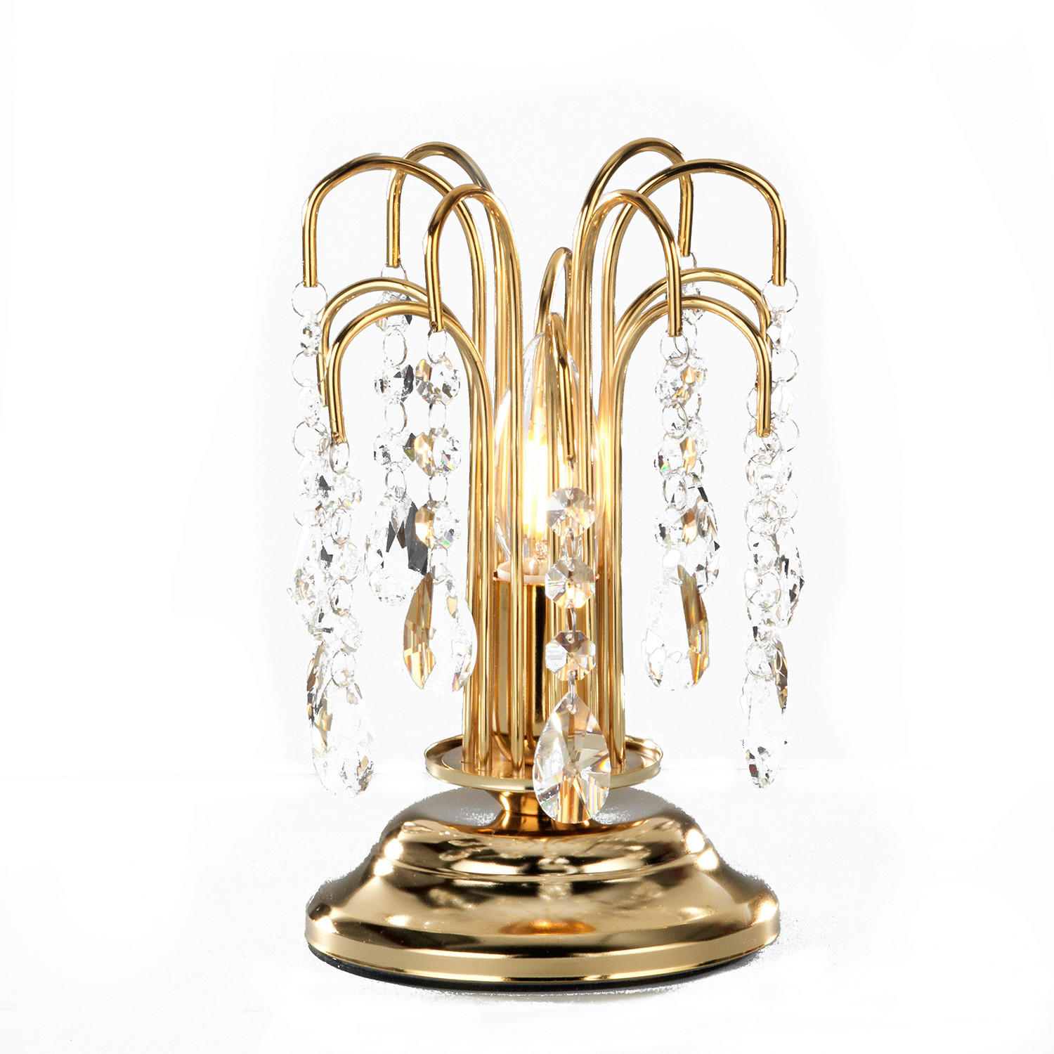 KRISTALL-TISCHLEUCHTE 16/23 cm   - Goldfarben, KONVENTIONELL, Glas/Metall (16/23cm)