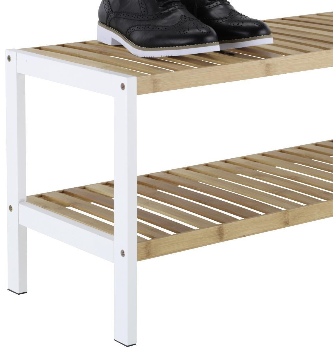 POLICA ZA OBUĆU  prirodna boja, bela  drvo, pločasti materijal     - bela/prirodna boja, Moderno, drvo/pločasti materijal (70/36/30cm)