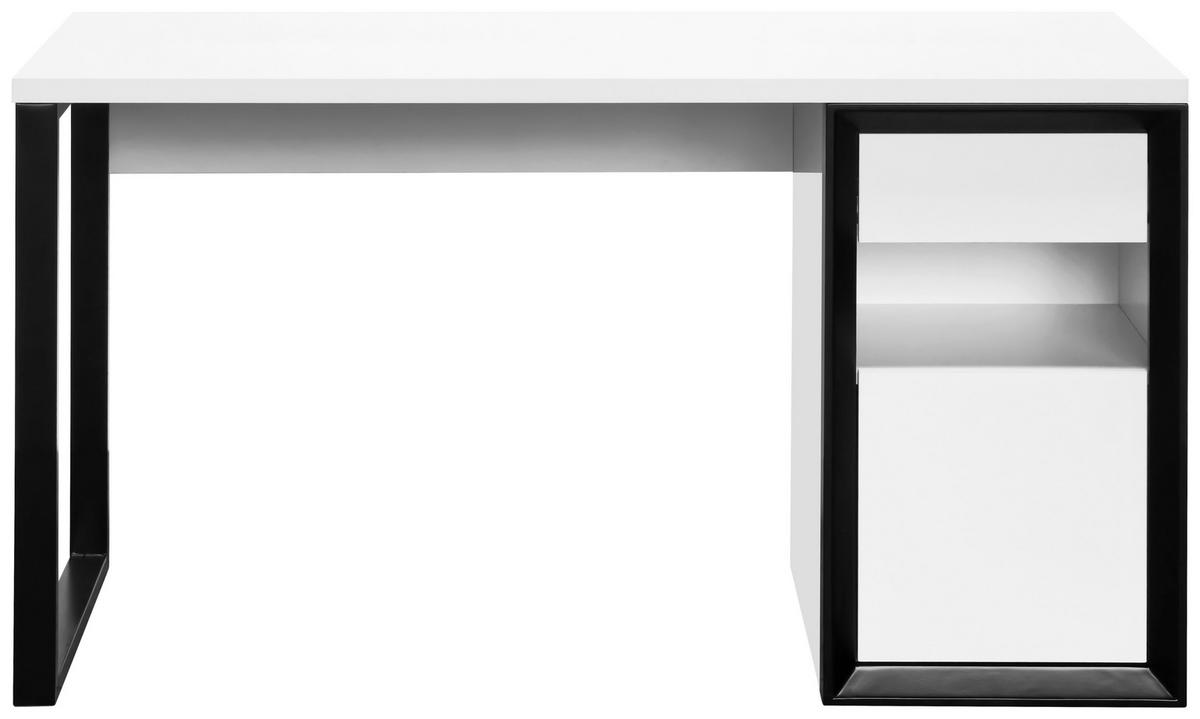ÍRÓASZTAL  - fekete/fehér, Modern, faalapú anyag/fém (140/59/76cm) - Livetastic