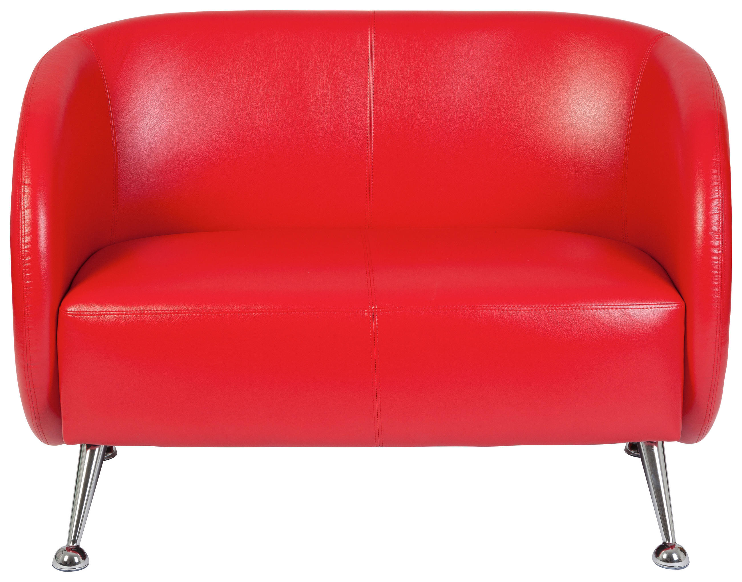 2-SITS SOFFA i textil röd  - röd/kromfärg, Modern, metall/textil (118/85/58cm) - MID.YOU